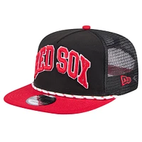 Men's New Era Black Boston Red Sox Throwback Meshback Golfer Hat