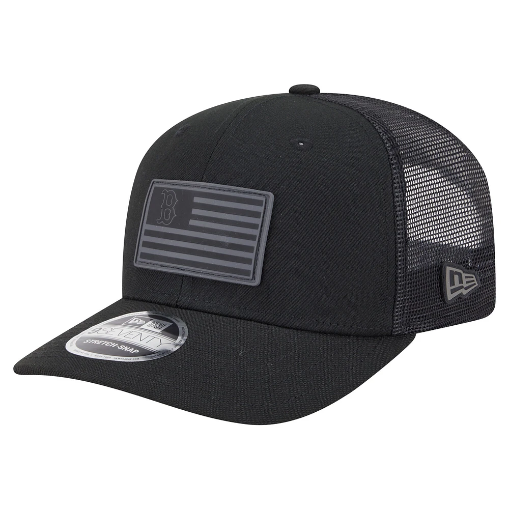 Casquette extensible à bouton-pression New Era noire Boston Red Sox 9SEVENTY pour homme