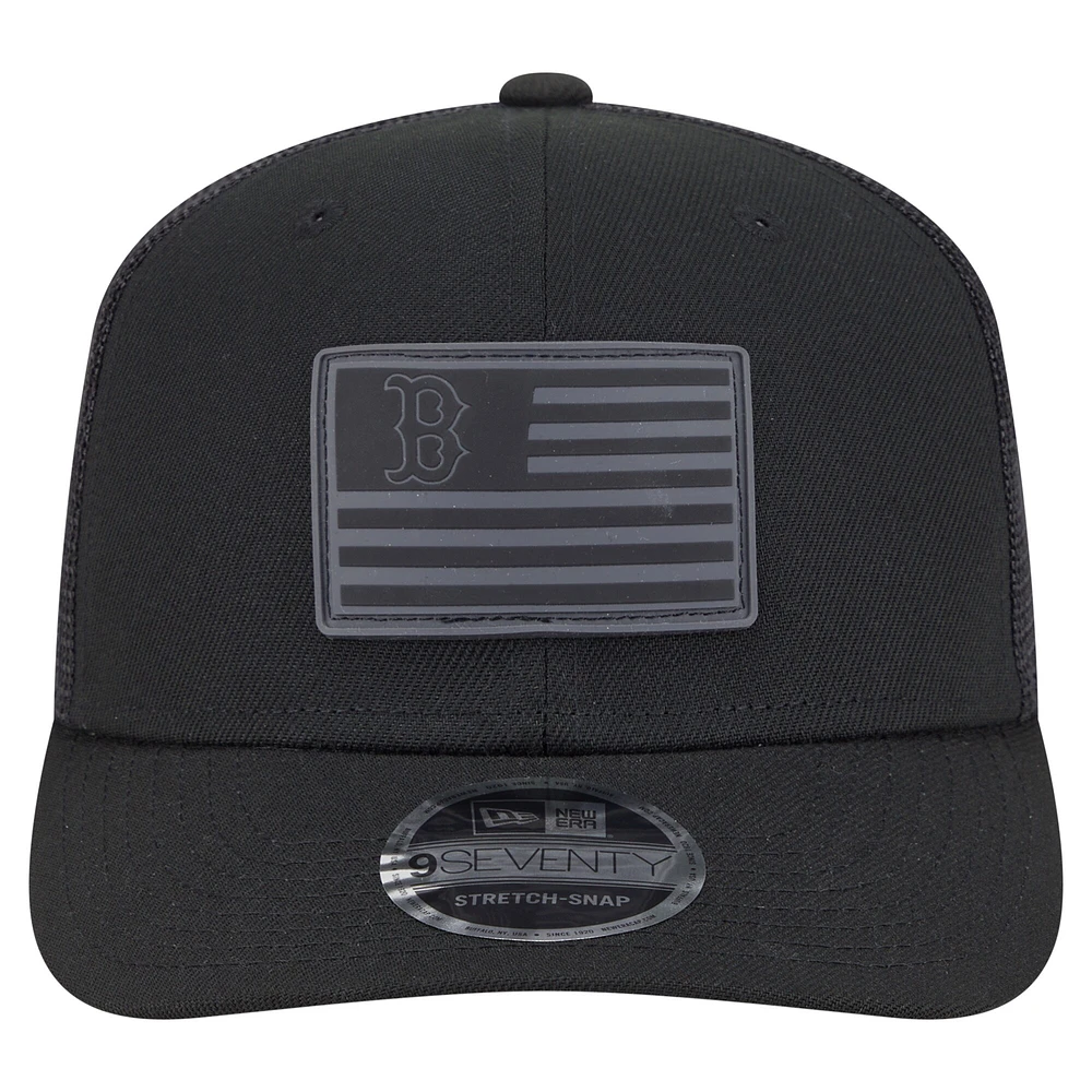 Casquette extensible à bouton-pression New Era noire Boston Red Sox 9SEVENTY pour homme