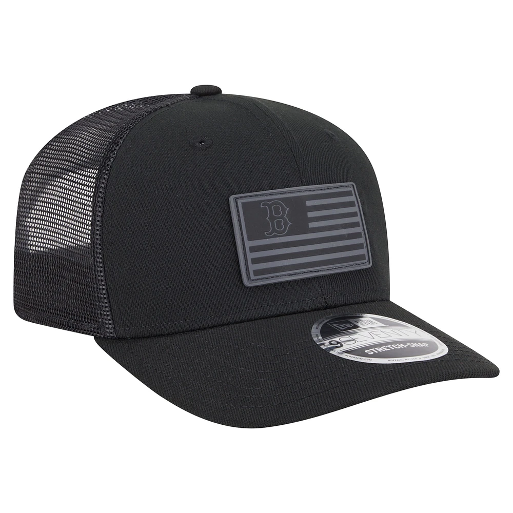 Casquette extensible à bouton-pression New Era noire Boston Red Sox 9SEVENTY pour homme