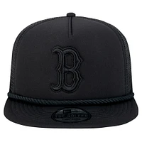 Men's New Era Black Boston Red Sox Tone Foam Meshback Golfer Snapback Hat