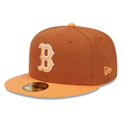 Men's New Era Brown/Orange Boston Red Sox Spring Color Basic Two-Tone 59FIFTY Fitted Hat