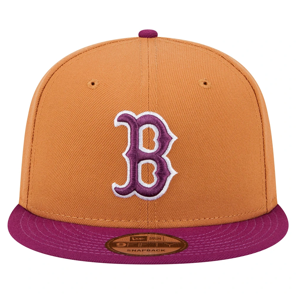 Casquette Snapback bicolore 9FIFTY Boston Red Sox marron/violet pour homme New Era