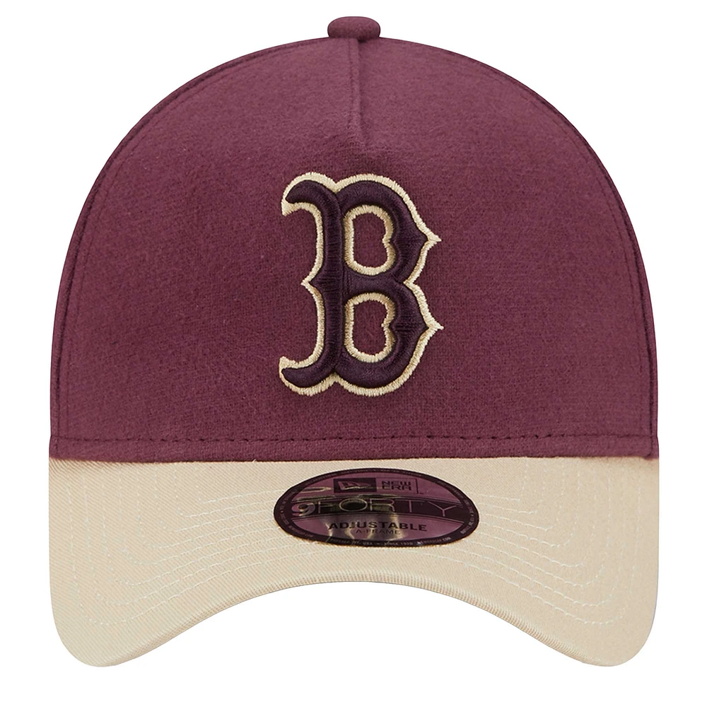 Men's New Era Burgundy Boston Red Sox Injection Moleskin Crown Adjustable Hat