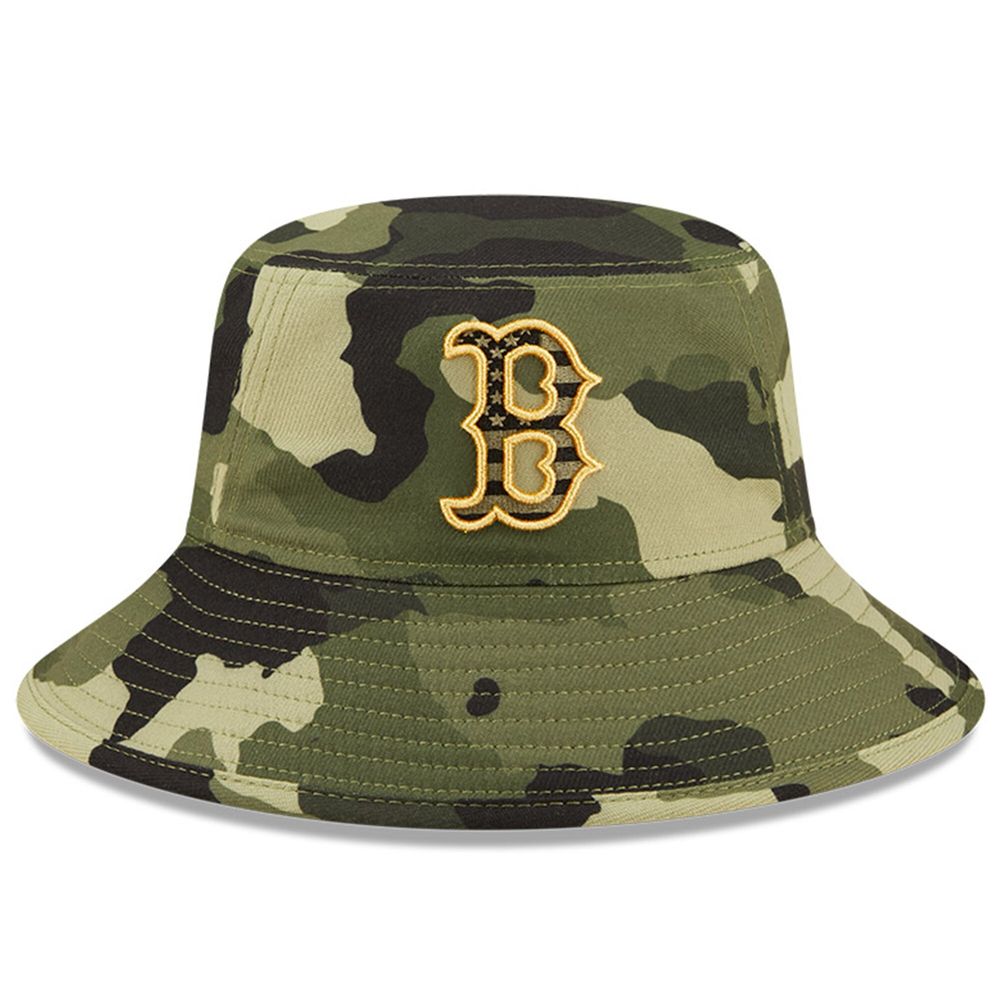 Men's New Era Camo Boston Red Sox 2022 Armed Forces Day Bucket Hat