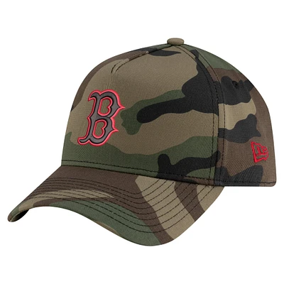 Men's New Era Camo Boston Red Sox Woodland Team Pop 9FORTY A-Frame Adjustable Hat