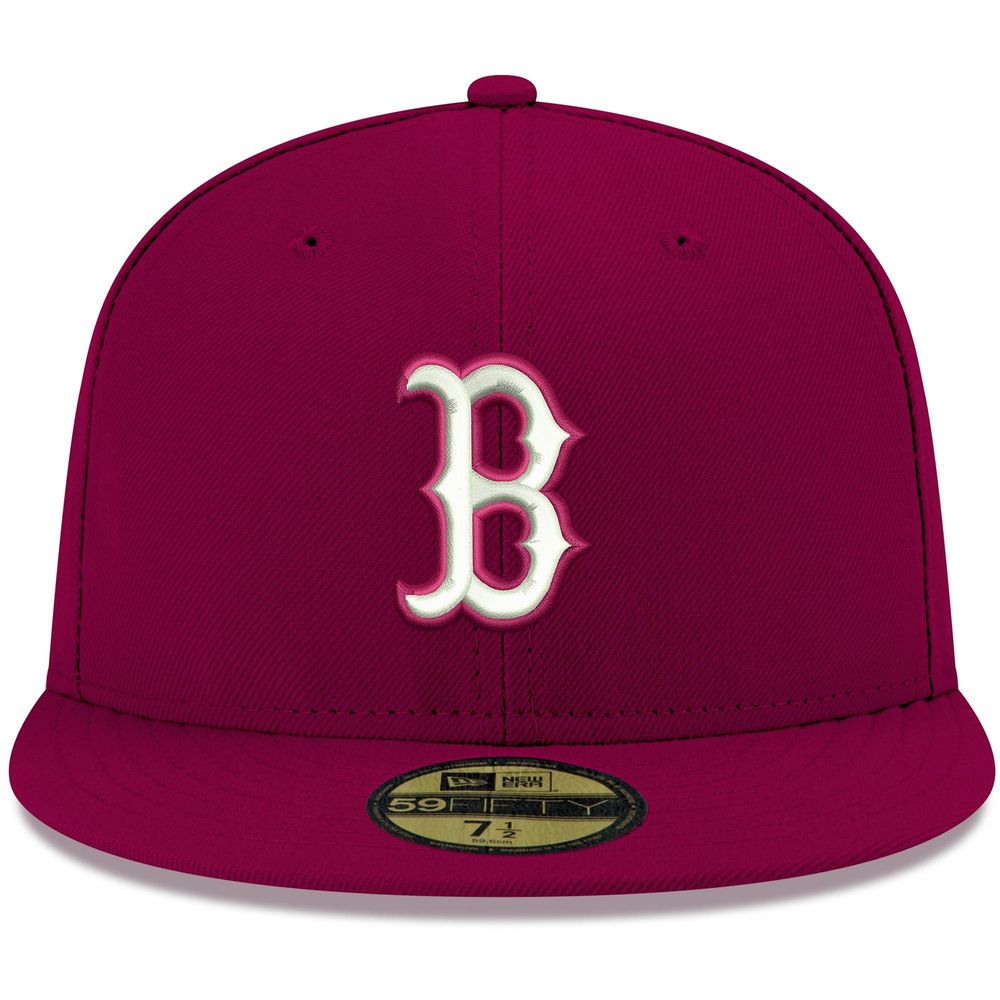 Men's New Era Cardinal Boston Red Sox White Logo 59FIFTY Fitted Hat