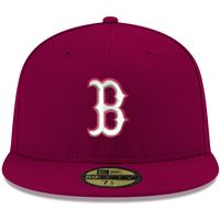 Men's New Era Cardinal Boston Red Sox White Logo 59FIFTY Fitted Hat