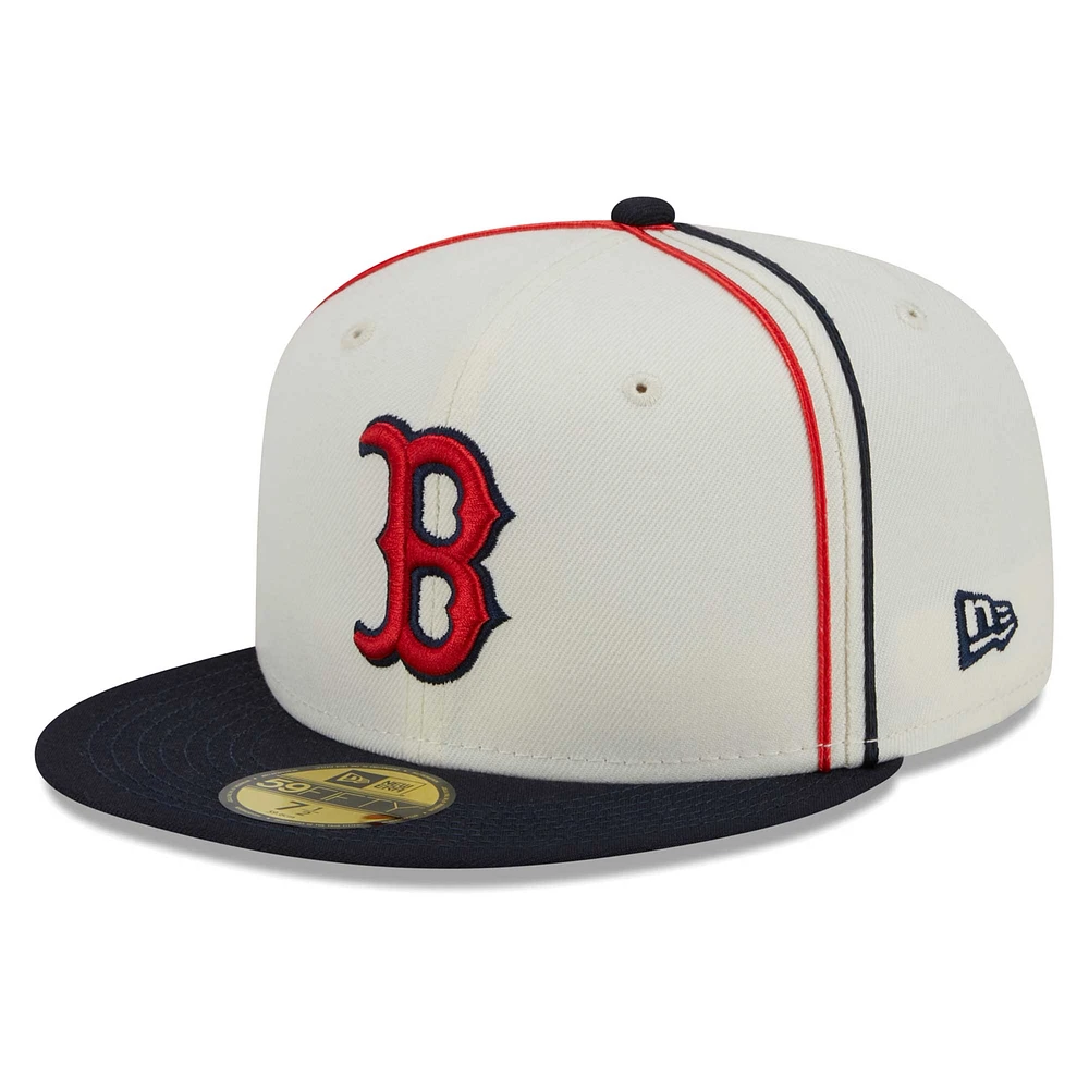 Casquette ajustée New Era Boston Red Sox Chrome Sutash 59FIFTY pour homme, crème/bleu marine