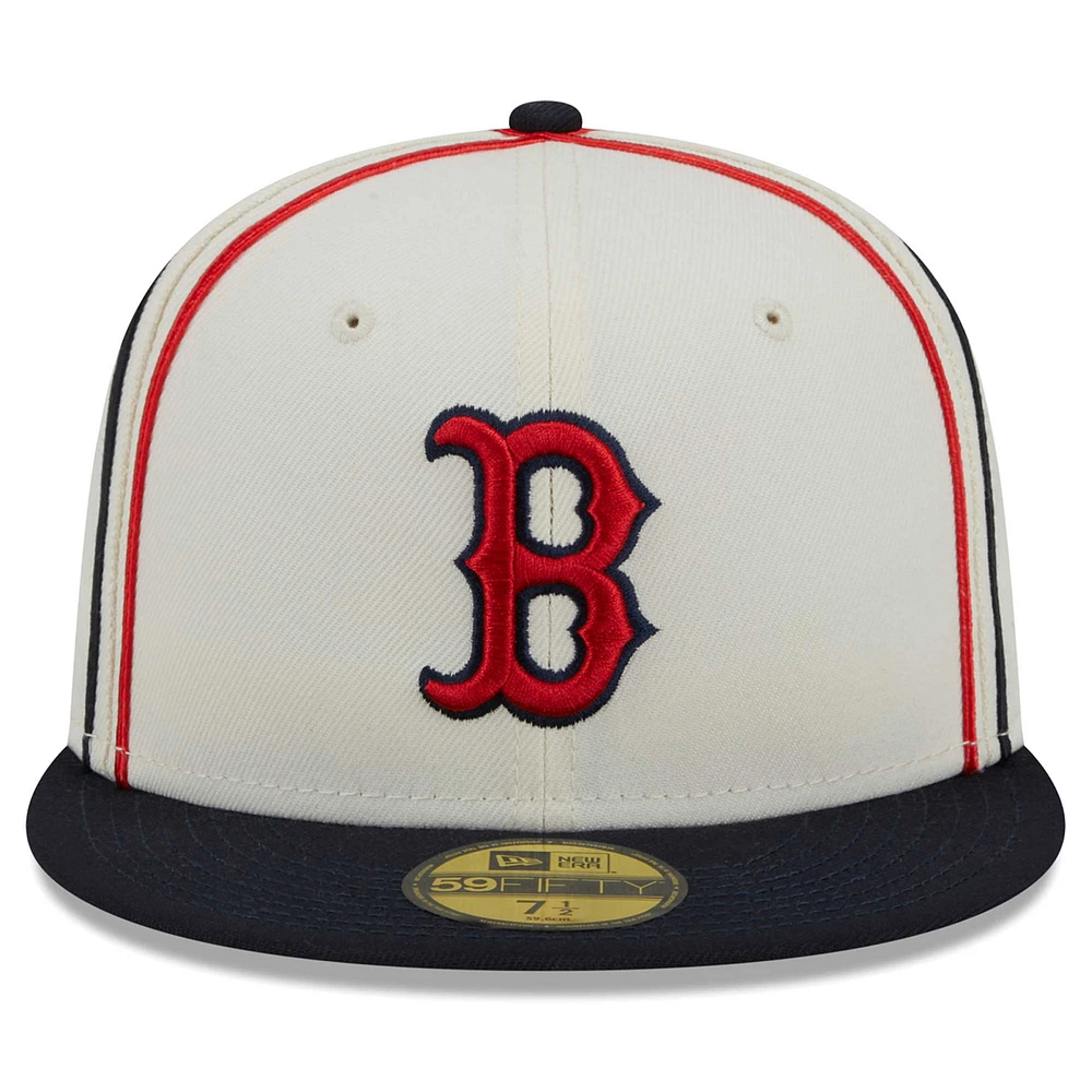 Casquette ajustée New Era Boston Red Sox Chrome Sutash 59FIFTY pour homme, crème/bleu marine