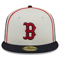 Men's New Era  Cream/Navy Boston Red Sox Chrome Sutash 59FIFTY Fitted Hat