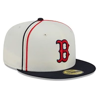 Men's New Era  Cream/Navy Boston Red Sox Chrome Sutash 59FIFTY Fitted Hat