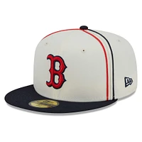 Men's New Era  Cream/Navy Boston Red Sox Chrome Sutash 59FIFTY Fitted Hat