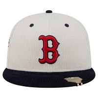 Men's New Era Cream/Navy Boston Red Sox Two-Tone Corduroy 59FIFTY Fitted Hat