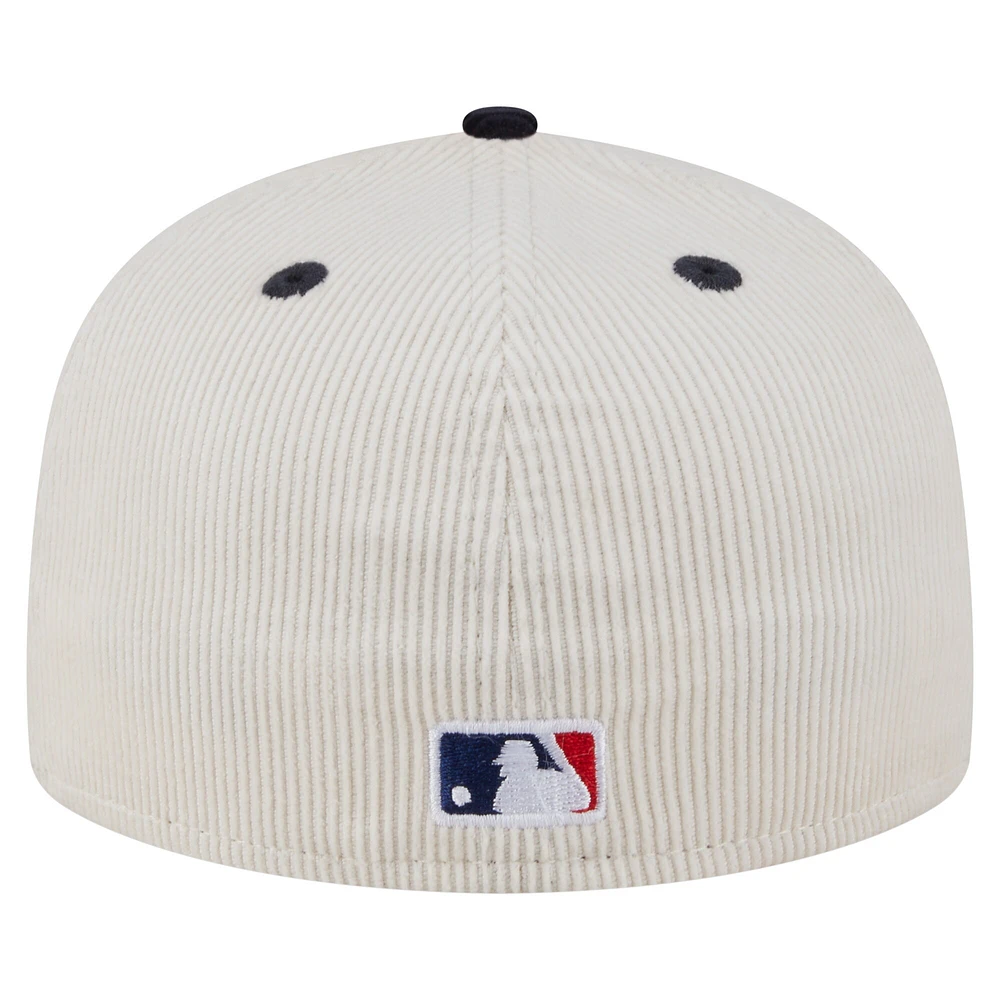 Men's New Era Cream/Navy Boston Red Sox Two-Tone Corduroy 59FIFTY Fitted Hat