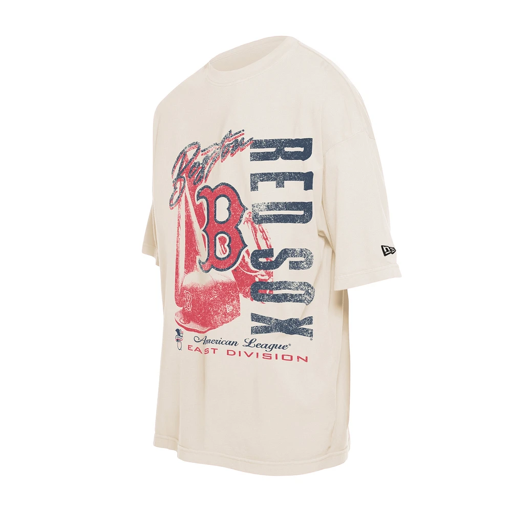 T-shirt surdimensionné à effet vieilli Boston Red Sox Cooperstown Collection pour homme New Era Crème