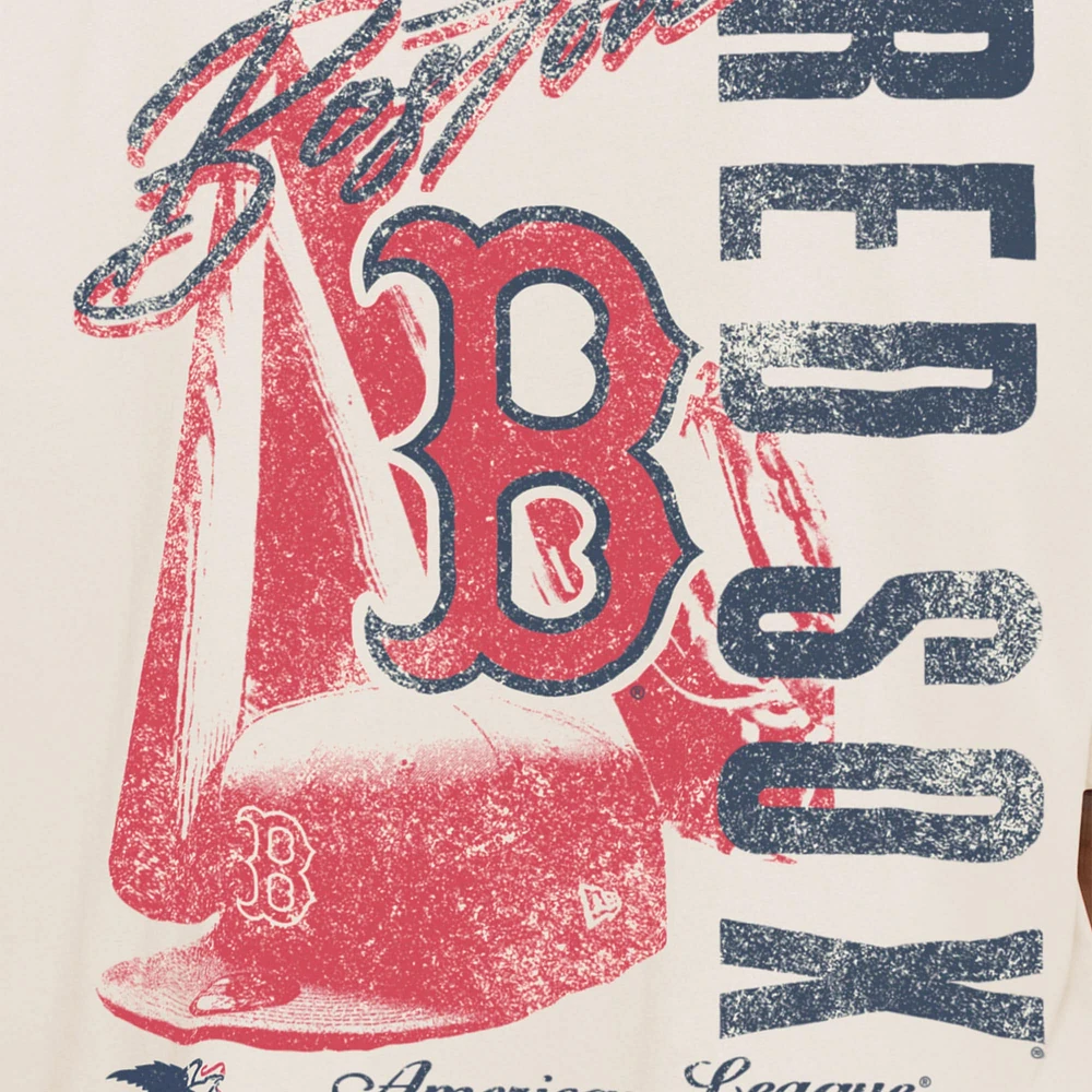 T-shirt surdimensionné à effet vieilli Boston Red Sox Cooperstown Collection pour homme New Era Crème