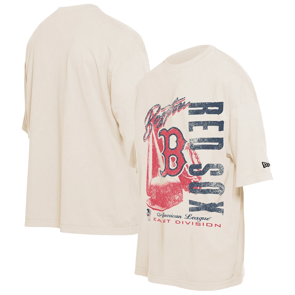 T-shirt surdimensionné à effet vieilli Boston Red Sox Cooperstown Collection pour homme New Era Crème