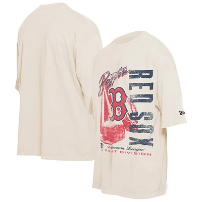 T-shirt surdimensionné à effet vieilli Boston Red Sox Cooperstown Collection pour homme New Era Crème