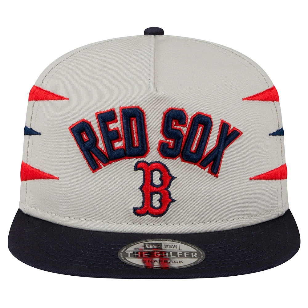 Men's New Era Cream Boston Red Sox Iron Golfer Snapback Hat