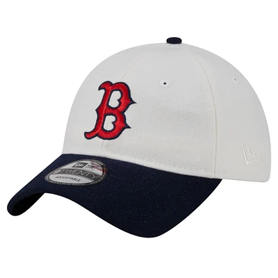 Men's New Era Cream Boston Red Sox Leather Strap 9TWENTY Adjustable Hat