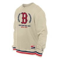 Men's New Era Cream Boston Red Sox Throwback Pullover Sweatshirt