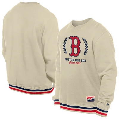 Men's New Era Cream Boston Red Sox Throwback Pullover Sweatshirt