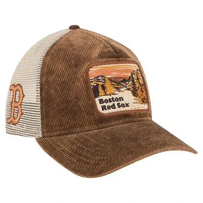 Casquette camionneur ajustable New Era marron foncé Boston Red Sox Vintage Landscape 9TWENTY pour homme
