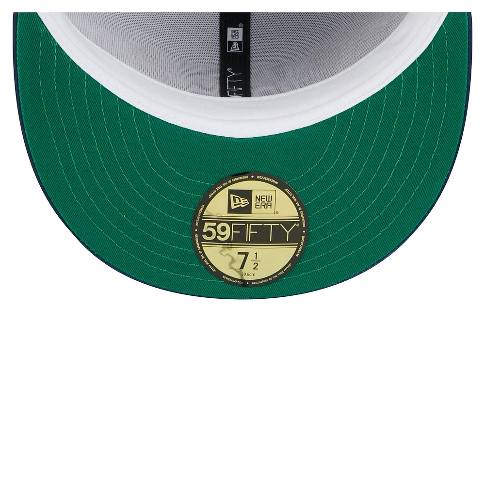 Casquette ajustée New Era 59FIFTY en satin gris/bleu marine des Boston Red Sox pour homme