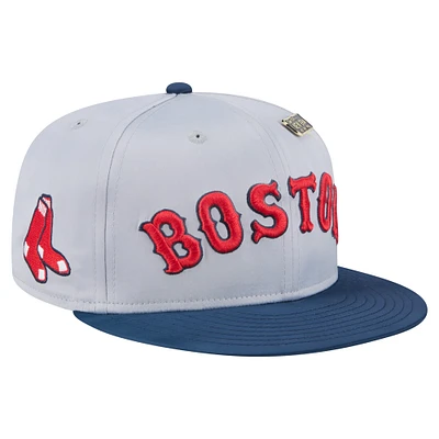 Casquette ajustée New Era 59FIFTY en satin gris/bleu marine des Boston Red Sox pour homme