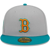 Men's New Era Gray/Teal Boston Red Sox  59FIFTY Fitted Hat