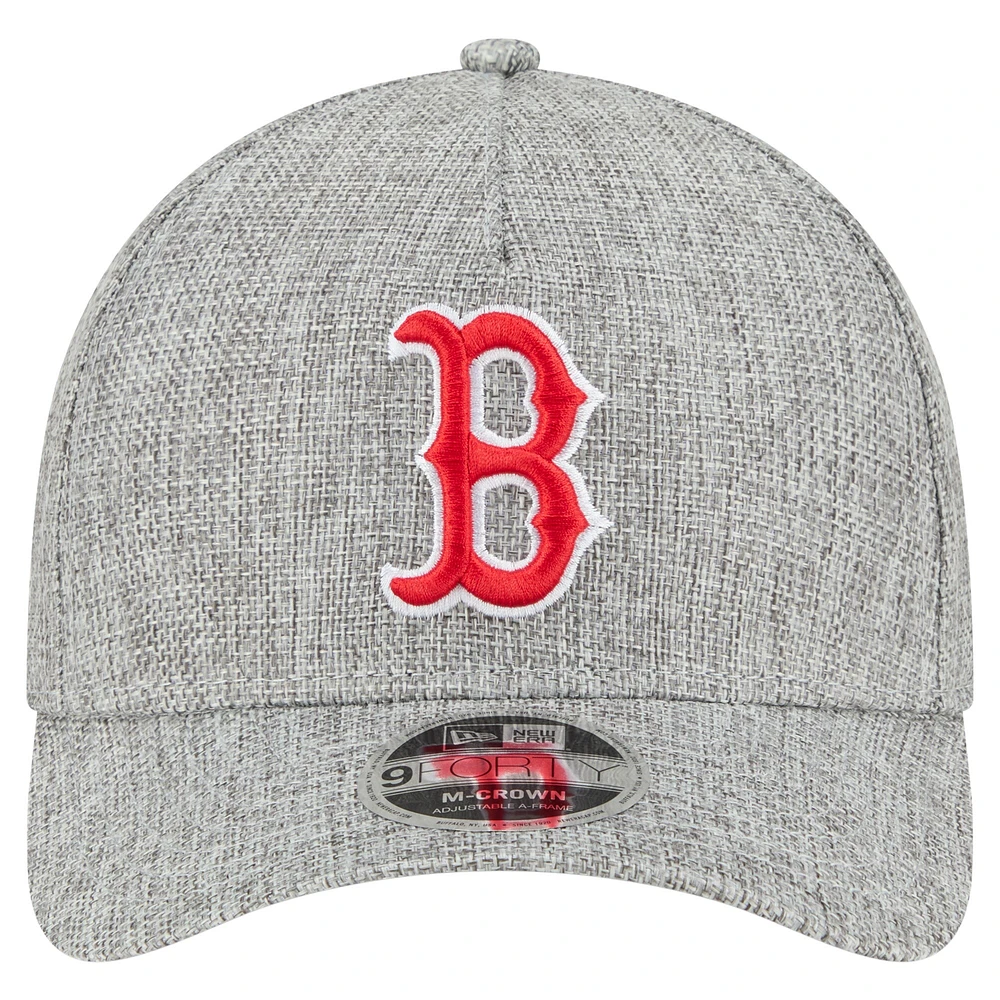 Men's New Era Gray Boston Red Sox Cotton Weave M-Crown A-Frame 9FORTY Adjustable Hat
