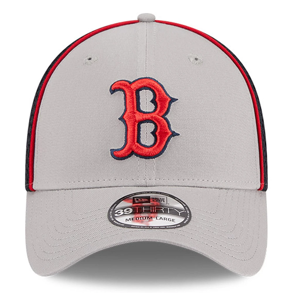 Men's New Era Gray Boston Red Sox Pipe 39THIRTY Flex Hat