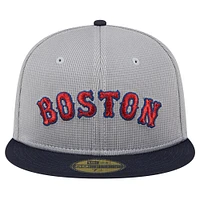 Men's New Era Gray Boston Red Sox Pivot Mesh 59FIFTY Fitted Hat