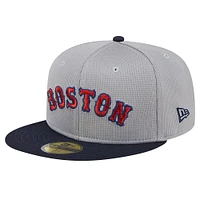 Men's New Era Gray Boston Red Sox Pivot Mesh 59FIFTY Fitted Hat