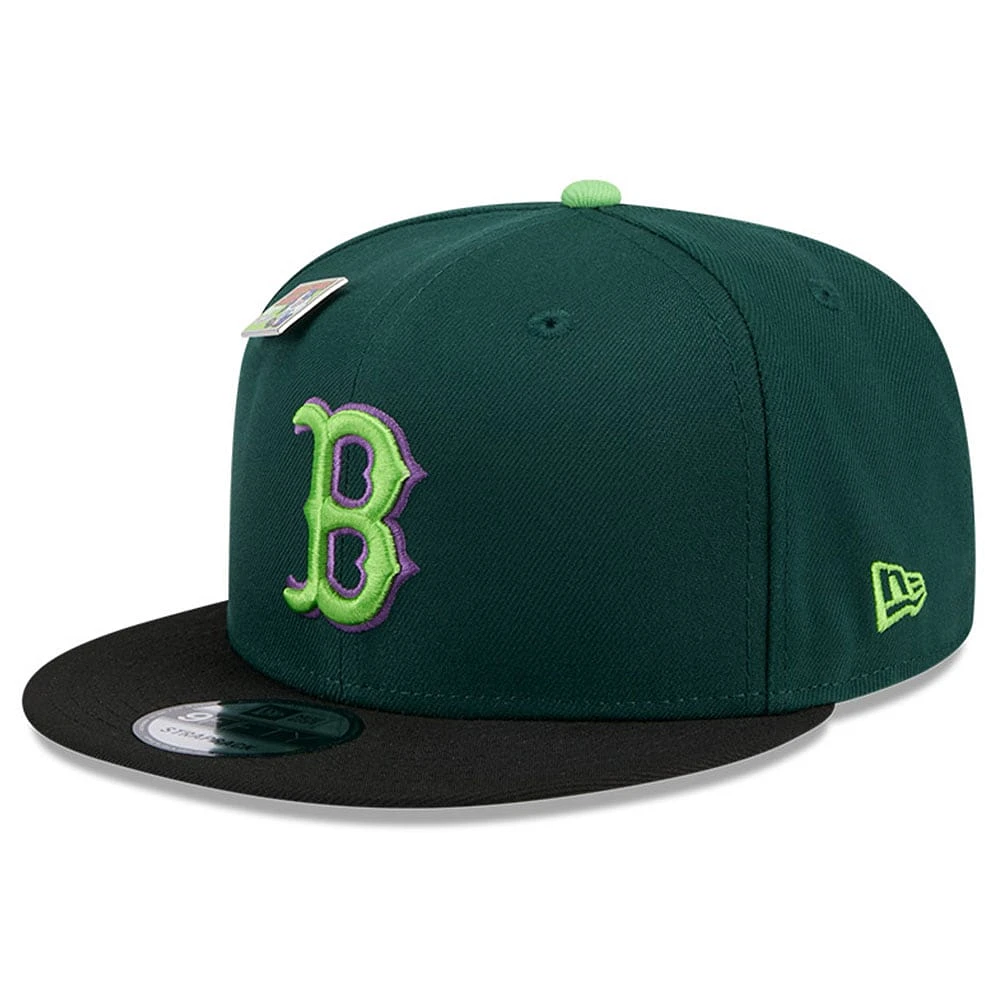 Men's New Era Green/Black Boston Red Sox Sour Apple Big League Chew Flavor Pack 9FIFTY Snapback Hat