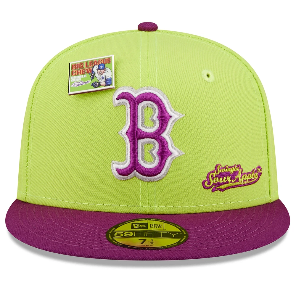 Casquette ajustée New Era Boston Red Sox MLB x Big League Chew - Swingin' Sour Apple Flavour Pack 59FIFTY pour homme, vert/violet