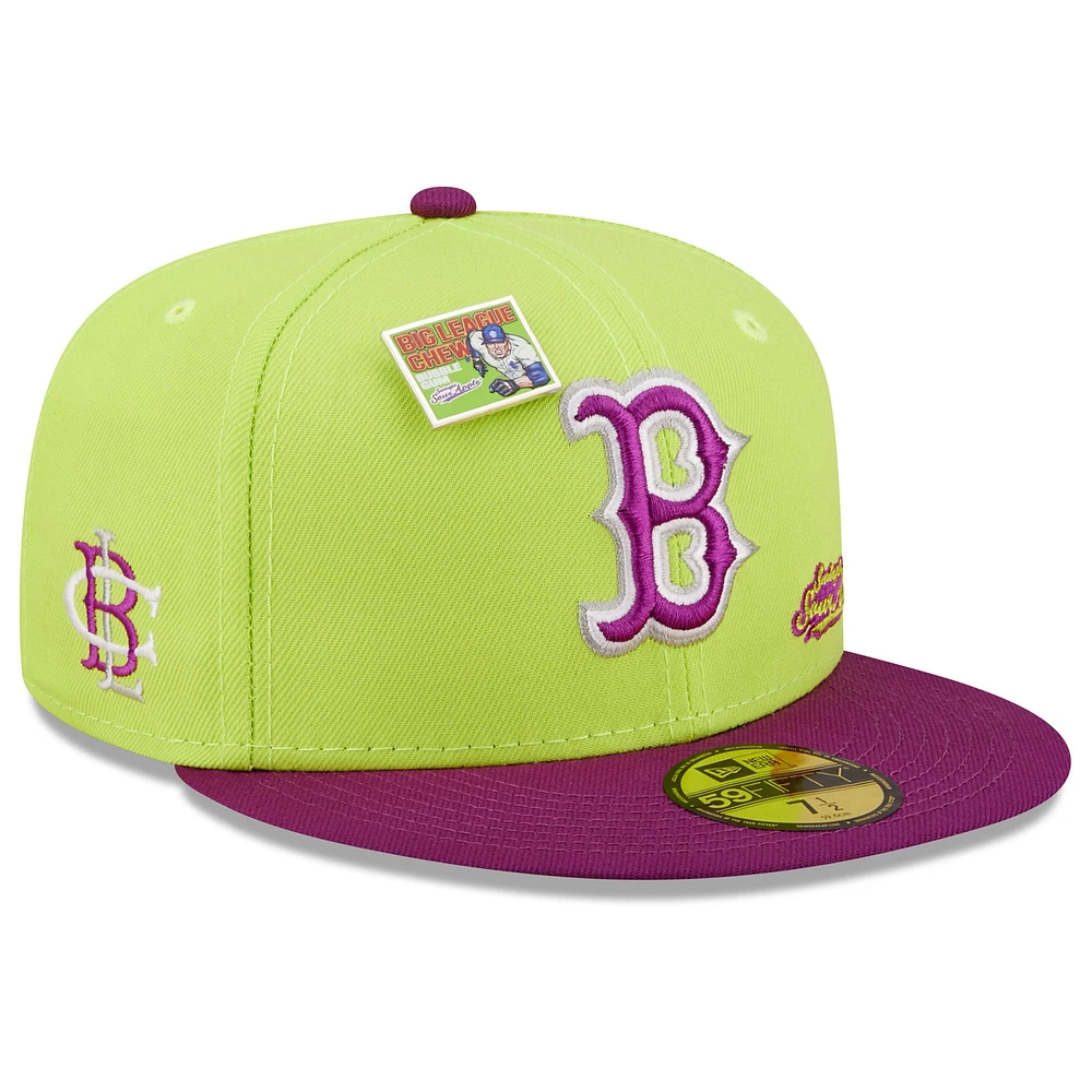 Casquette ajustée New Era Boston Red Sox MLB x Big League Chew - Swingin' Sour Apple Flavour Pack 59FIFTY pour homme, vert/violet