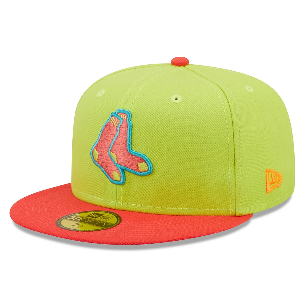 Casquette ajustée 59FIFTY Cyber ​​Highlighter Boston Red Sox New Era pour homme, vert/rouge