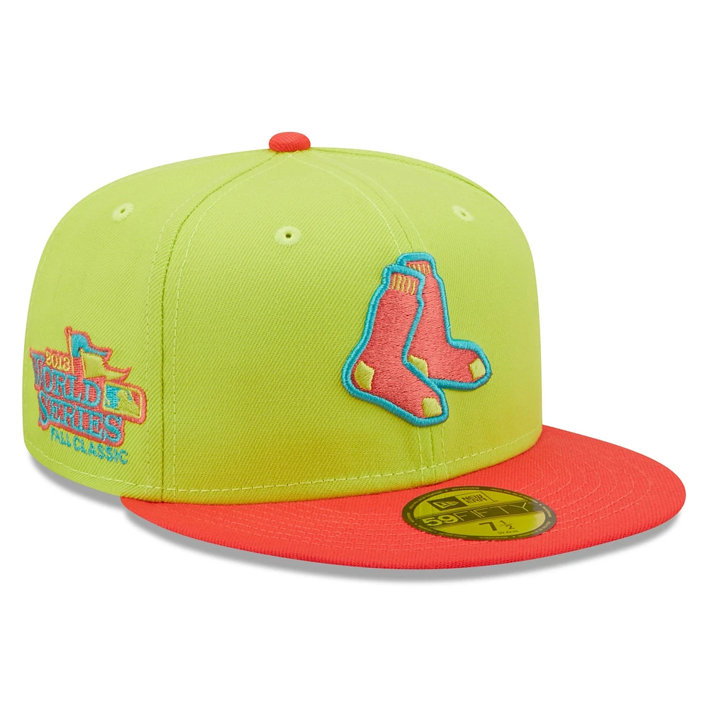 Men's New Era Green/Red Boston Red Sox Cyber Highlighter 59FIFTY Fitted Hat