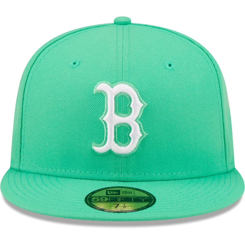 New Era Men's Green Boston Red Sox Logo White 59FIFTY Fitted Hat