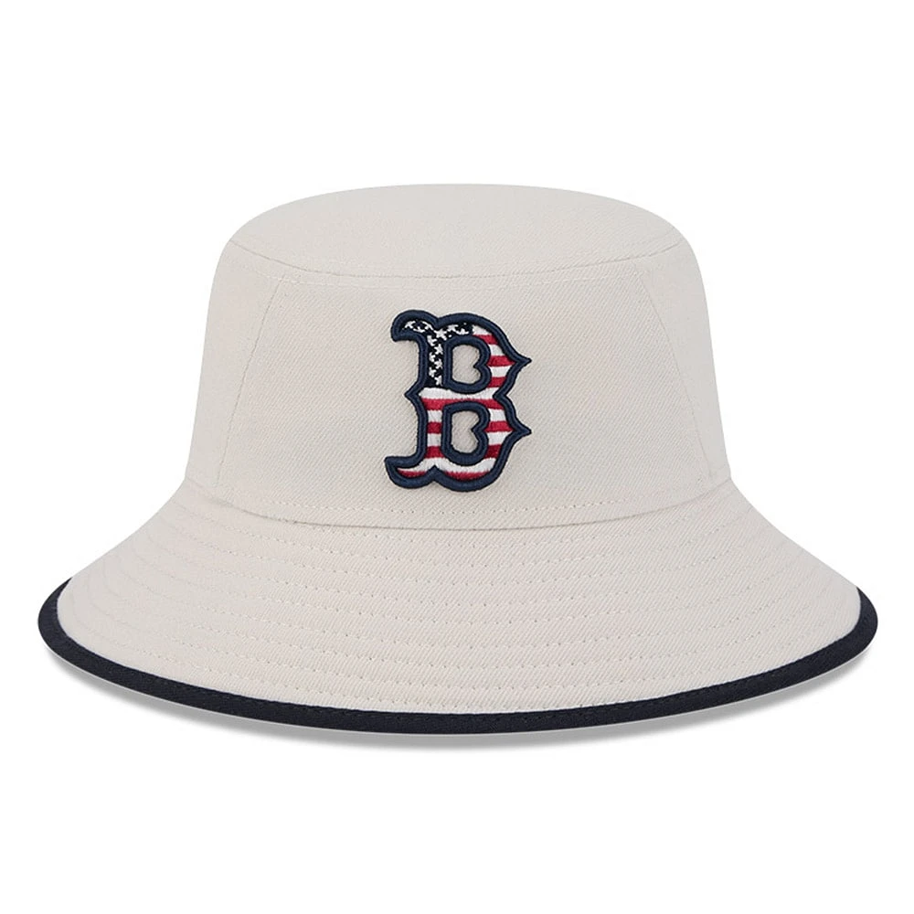 Men's New Era  Khaki Boston Red Sox 2024 Fourth of July Bucket Hat