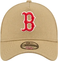 Men's New Era Khaki Boston Red Sox Logo Essentials 9FORTY A-Frame Adjustable Hat