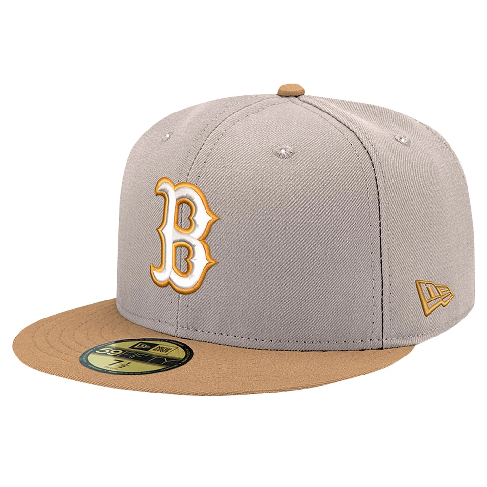 Men's New Era Khaki Boston Red Sox Stone Panama 59FIFTY Fitted Hat