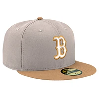 Men's New Era Khaki Boston Red Sox Stone Panama 59FIFTY Fitted Hat