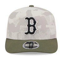 Casquette extensible à boutons-pression New Era pour homme, beige clair/olive, Boston Red Sox 2025 Armed Forces Day 9SEVENTY