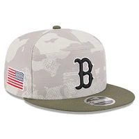 Casquette snapback 9FIFTY à panneau fendu pour homme, beige clair/olive, Boston Red Sox 2025 Armed Forces Day