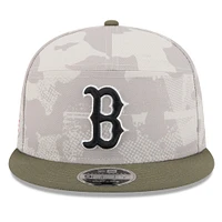 Casquette snapback 9FIFTY à panneau fendu pour homme, beige clair/olive, Boston Red Sox 2025 Armed Forces Day