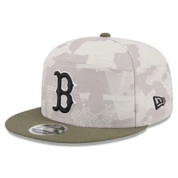 Casquette snapback 9FIFTY à panneau fendu pour homme, beige clair/olive, Boston Red Sox 2025 Armed Forces Day