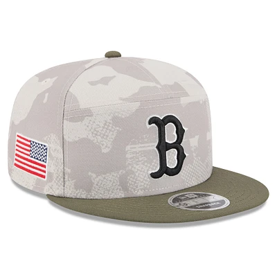 Casquette snapback 9FIFTY à panneau fendu pour homme, beige clair/olive, Boston Red Sox 2025 Armed Forces Day